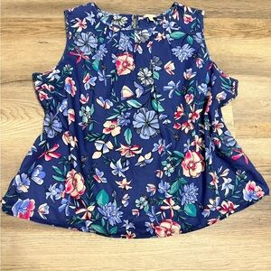 Talbots Floral Sleeveless Blouse - Blue and Pink